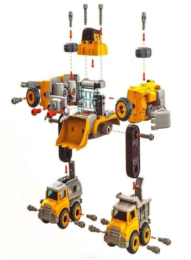Funspark 5 in 1 Multi-Functional Construction Trucks DIY Rescue Vehicle Transformed Robot Building Set Kids Assembly Construction Fighting Toy (5 in 1 Assembling-Construction Trucks) - Image 4